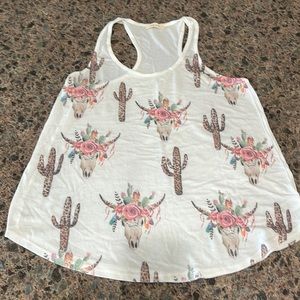 Skull cactus leopard roses racer back tank size medium